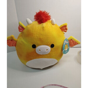Squishmallows Yellow Dragon Stuffed Animal Plush with Red Mane 11"